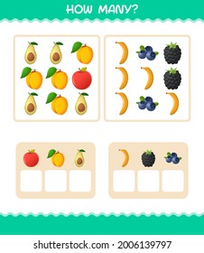 How many cartoon fruits. Counting game. Educational game for pre shool years kids and toddlers