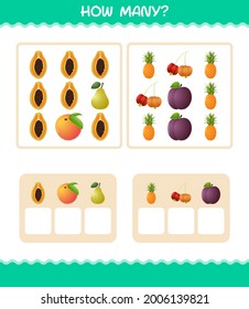 How many cartoon fruits. Counting game. Educational game for pre shool years kids and toddlers