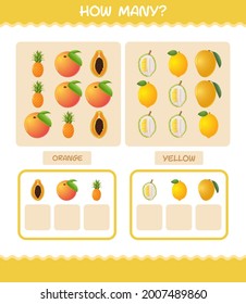 How many cartoon fruits. Counting game. Educational game for pre shool years kids and toddlers