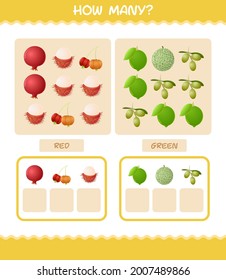 How many cartoon fruits. Counting game. Educational game for pre shool years kids and toddlers
