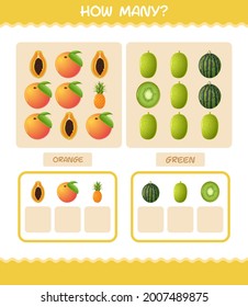 How many cartoon fruits. Counting game. Educational game for pre shool years kids and toddlers
