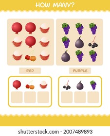 How many cartoon fruits. Counting game. Educational game for pre shool years kids and toddlers
