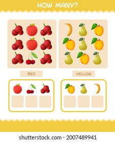 How many cartoon fruits. Counting game. Educational game for pre shool years kids and toddlers