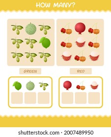 How many cartoon fruits. Counting game. Educational game for pre shool years kids and toddlers