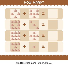 How many cartoon garlic. Counting game. Educational game for pre shool years kids and toddlers