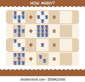 How many cartoon gift box. Counting game. Educational game for pre shool years kids and toddlers