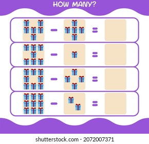 How many cartoon gift box. Counting game. Educational game for pre shool years kids and toddlers