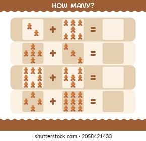 How many cartoon gingerbread cookie . Counting game. Educational game for pre shool years kids and toddlers