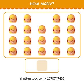 How many cartoon girls. Counting game. Educational game for pre shool years kids and toddlers