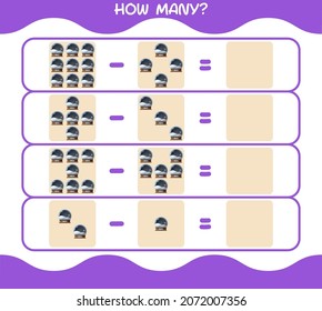 How many cartoon glass snow ball. Counting game. Educational game for pre shool years kids and toddlers