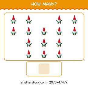 How many cartoon gnome. Counting game. Educational game for pre shool years kids and toddlers
