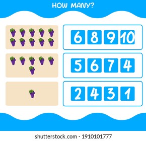 How many cartoon grape. Counting game. Educational game for pre shool years kids and toddlers
