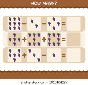 How many cartoon grape. Counting game. Educational game for pre shool years kids and toddlers