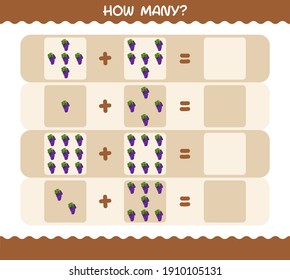 How many cartoon grape. Counting game. Educational game for pre shool years kids and toddlers