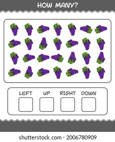 How many cartoon grape. Counting game. Educational game for pre shool years kids and toddlers