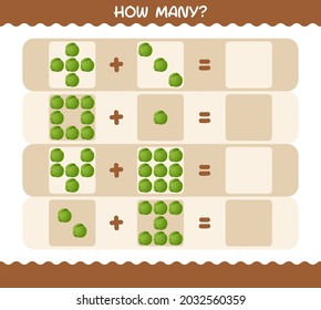 How many cartoon green cabbage. Counting game. Educational game for pre shool years kids and toddlers