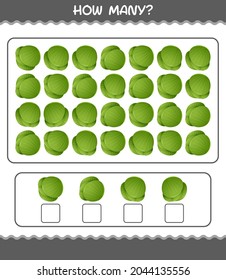 How many cartoon green cabbage. Counting game. Educational game for pre shool years kids and toddlers