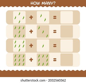 How many cartoon green chilli. Counting game. Educational game for pre shool years kids and toddlers