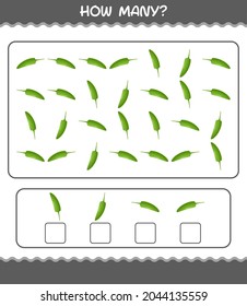 How many cartoon green chilli. Counting game. Educational game for pre shool years kids and toddlers