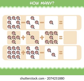 How many cartoon hot chocolate. Counting game. Educational game for pre shool years kids and toddlers