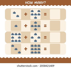 How many cartoon house. Counting game. Educational game for pre shool years kids and toddlers