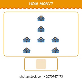 How many cartoon house. Counting game. Educational game for pre shool years kids and toddlers