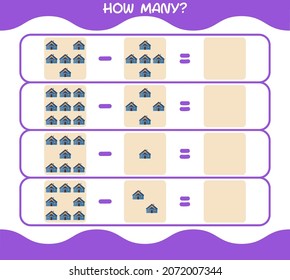How many cartoon house. Counting game. Educational game for pre shool years kids and toddlers