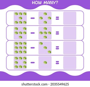 How many cartoon iceberg lettuce. Counting game. Educational game for pre school years kids and toddlers