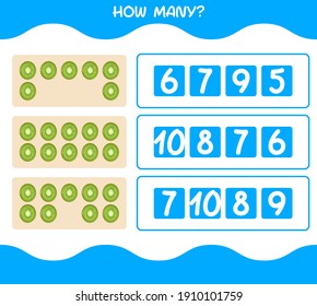 How many cartoon kiwi. Counting game. Educational game for pre shool years kids and toddlers