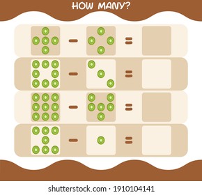 How many cartoon kiwi. Counting game. Educational game for pre shool years kids and toddlers