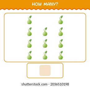 How many cartoon kohlrabi. Counting game. Educational game for pre shool years kids and toddlers