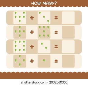 How many cartoon leek. Counting game. Educational game for pre shool years kids and toddlers