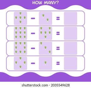 How many cartoon leek. Counting game. Educational game for pre school years kids and toddlers