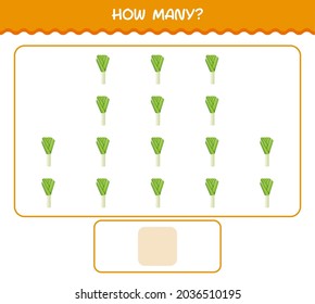 How many cartoon leek. Counting game. Educational game for pre shool years kids and toddlers