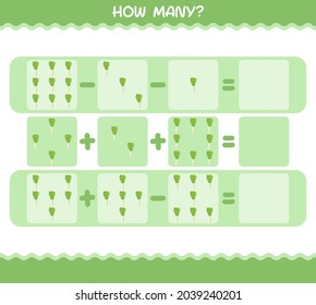 How many cartoon leek. Counting game. Educational game for pre shool years kids and toddlers