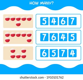 How many cartoon lychee. Counting game. Educational game for pre shool years kids and toddlers