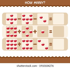 How many cartoon lychee. Counting game. Educational game for pre shool years kids and toddlers