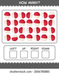 How many cartoon lychee. Counting game. Educational game for pre shool years kids and toddlers