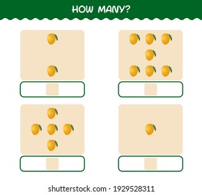 How many cartoon mango. Counting game. Educational game for pre shool years kids and toddlers