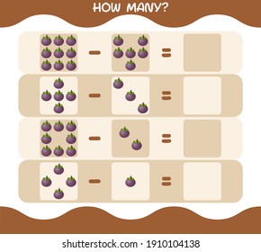 How many cartoon mangosteen. Counting game. Educational game for pre shool years kids and toddlers