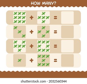 How many cartoon mint leaf. Counting game. Educational game for pre shool years kids and toddlers