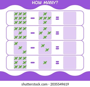 How many cartoon mint leaf. Counting game. Educational game for pre school years kids and toddlers