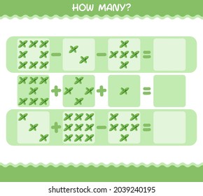 How many cartoon mint leaf. Counting game. Educational game for pre shool years kids and toddlers