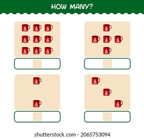 How many cartoon mug. Counting game. Educational game for pre shool years kids and toddlers