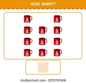 How many cartoon mug. Counting game. Educational game for pre shool years kids and toddlers