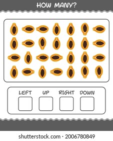 How many cartoon papaya. Counting game. Educational game for pre shool years kids and toddlers