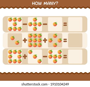 How many cartoon peach. Counting game. Educational game for pre shool years kids and toddlers