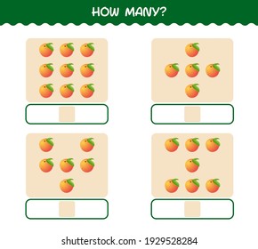 How many cartoon peach. Counting game. Educational game for pre shool years kids and toddlers