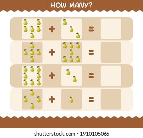 How many cartoon pear. Counting game. Educational game for pre shool years kids and toddlers