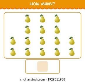 How many cartoon pear. Counting game. Educational game for pre shool years kids and toddlers